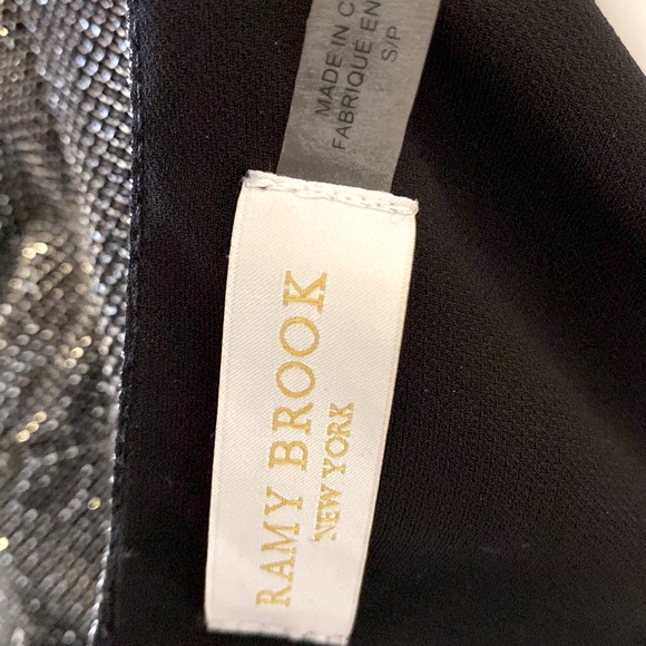 Ramy Brook Top Off Shoulder Black Silver New - Picture 9 of 9